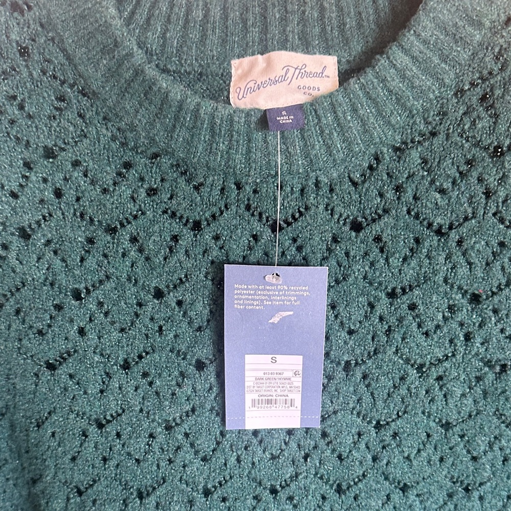 Universal Thread Forest Green Openwork Crewneck S… - image 4